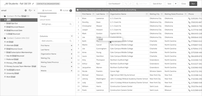 TargetX Drag-and-Drop Report Builder