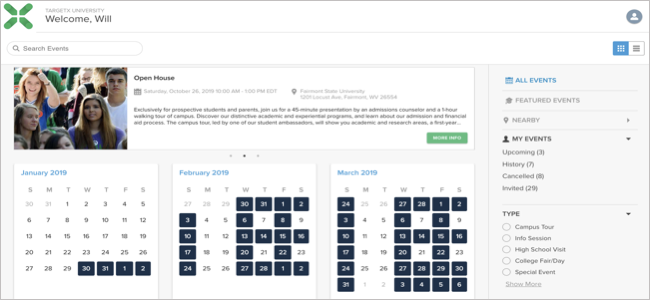 TargetX Events Calendar View