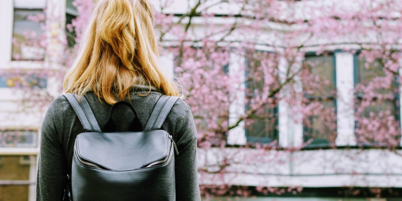 woman on college campus