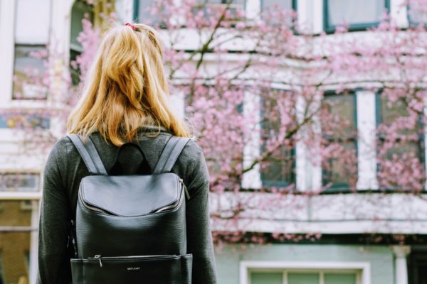 woman on college campus